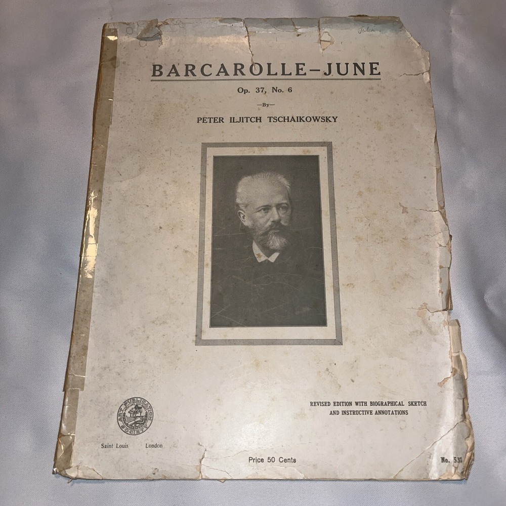 Barcarolle - June Op 37 # 6 1913 Tchaikovsky Tschaikowsky ephemera scrapbooking